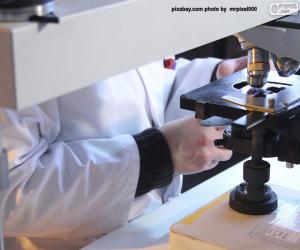 Puzzle Επιστήμονας με μικροσκόπιο στο εργαστήριο